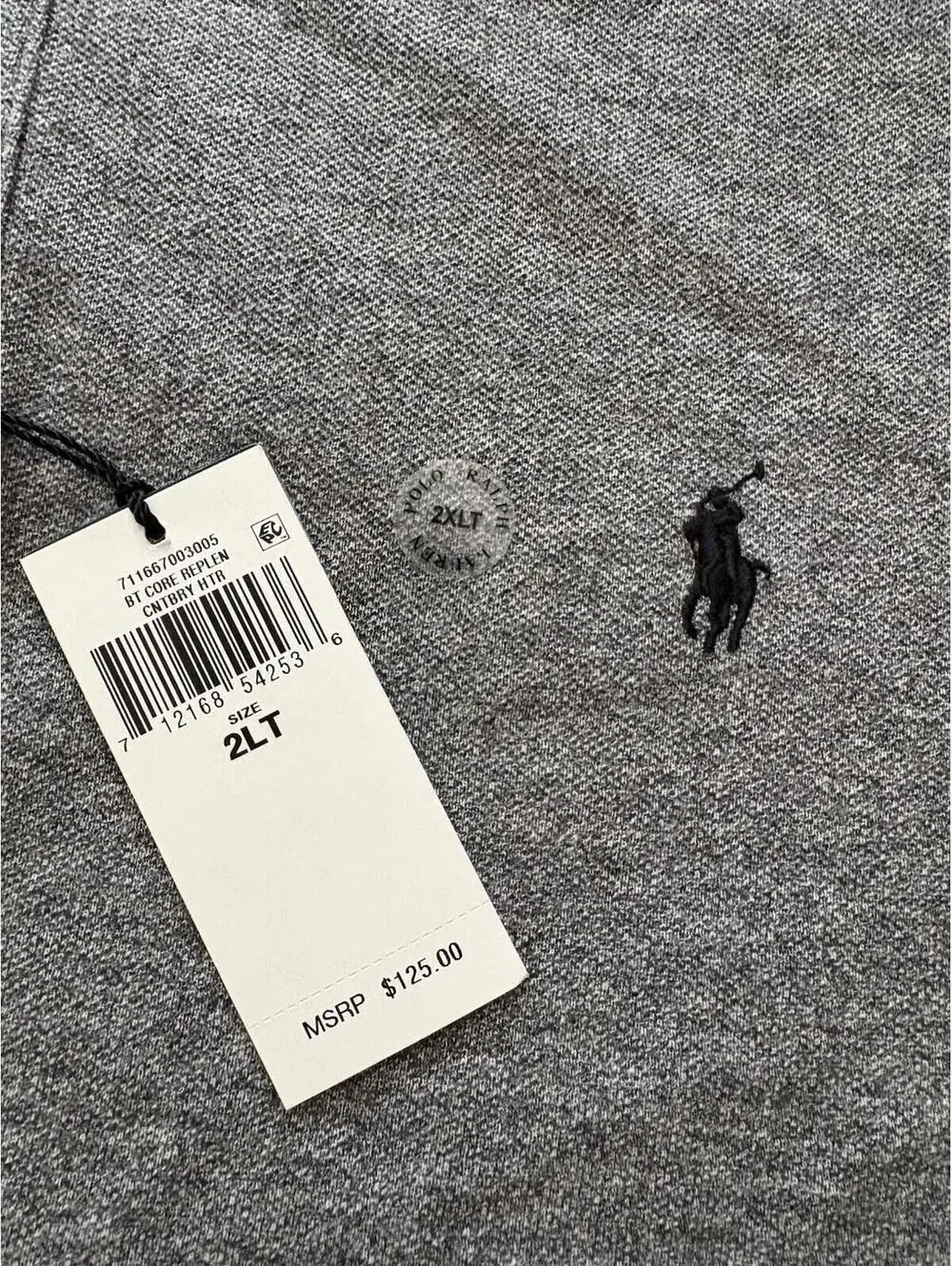 Polo Ralph Lauren Mens Custom Slim Fit Iconic Mesh Polo Shirt Gray 2XLT NWT $125